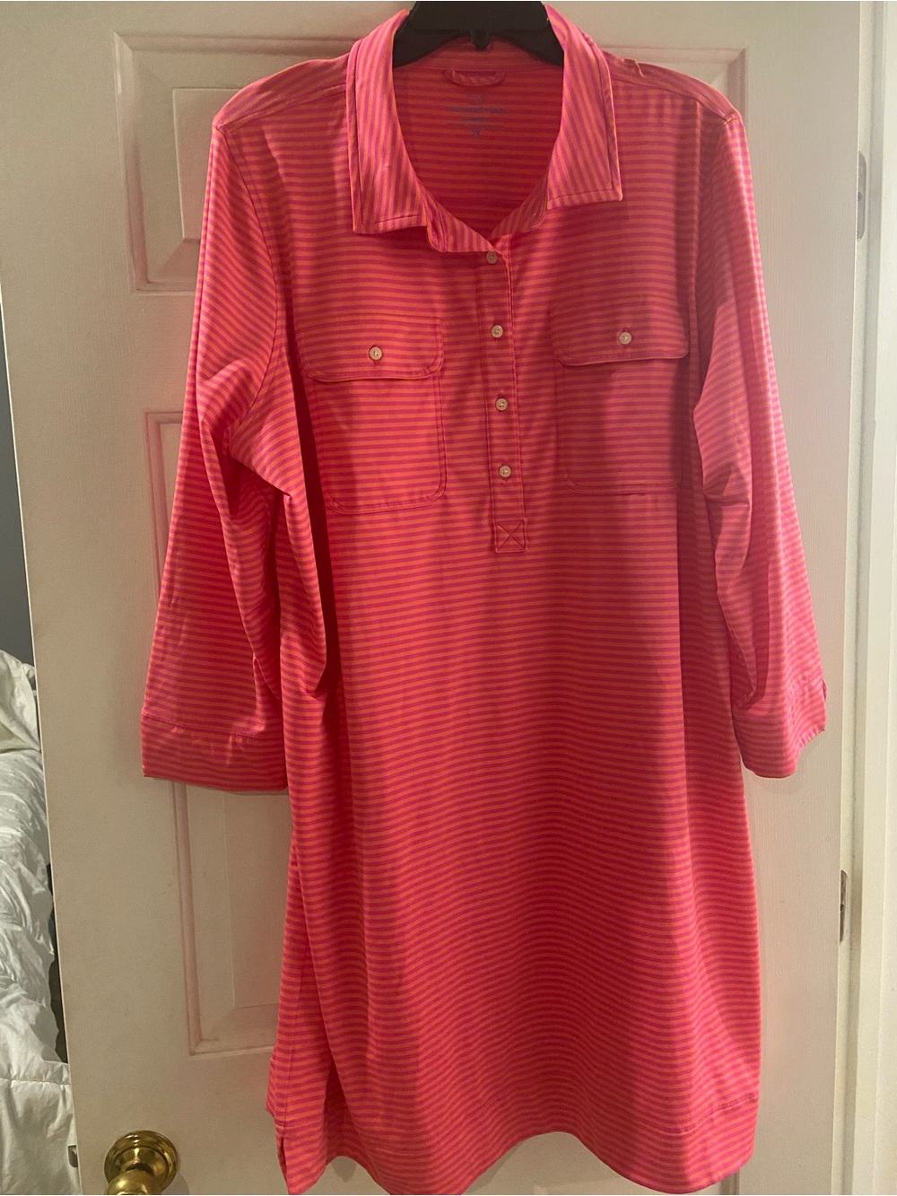 Vineyard Vines 2X Dress Great Feel Stretch Pink and Coral Striped
